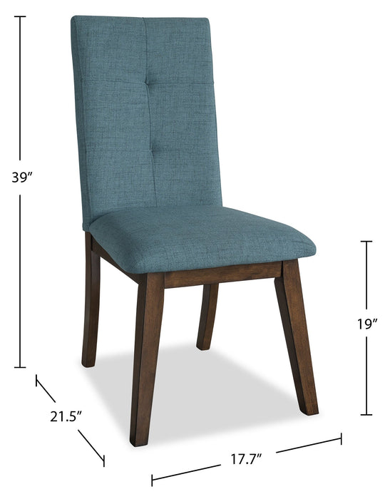Chaise de salle à manger Chelsea en tissu d’apparence lin - bleu turquoise