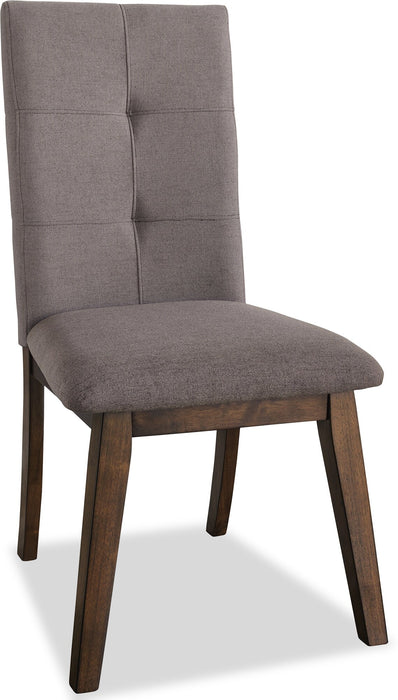 Chaise de salle à manger Chelsea en tissu d’apparence lin - brune