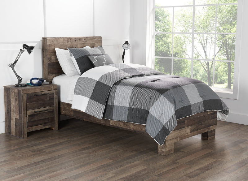 Ensemble d'édredon Charlie de 3 pièces pour lit simple - gris