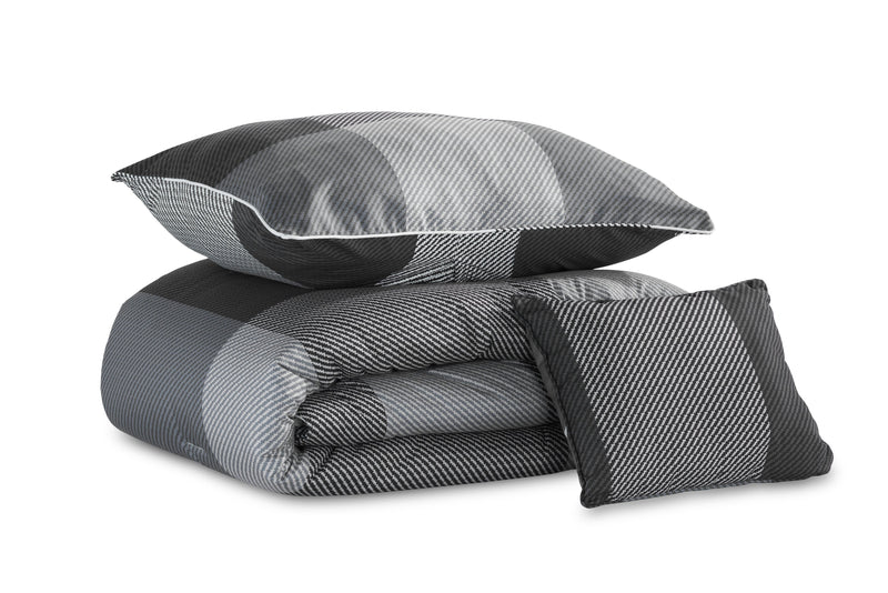 Ensemble d'édredon Charlie de 3 pièces pour lit simple - gris