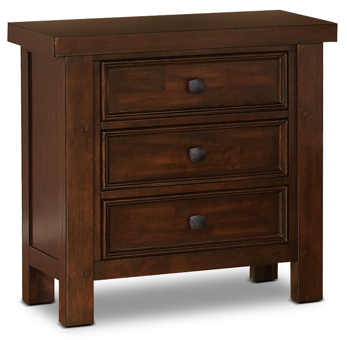 Ensemble de chambre à coucher Sonoma 6 pièces avec lit de rangement, commode, miroir et table de nuit, brun manguier - format grand lit