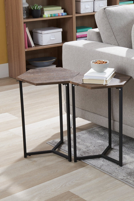 Table de fauteuil Cleo de 15,7 po - brune avec pattes en métal noir