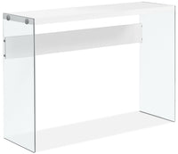Table de salon moderne Waterford de 44 po - blanche avec pattes en verre