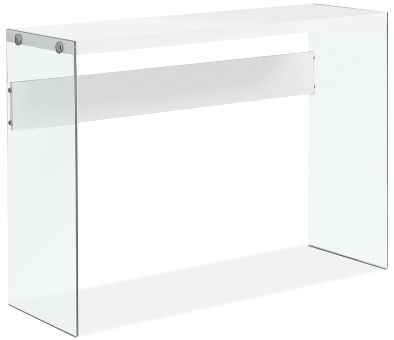 Table de salon moderne Waterford de 44 po - blanche avec pattes en verre