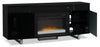 Odesos 72" TV Stand with Glass Ember Firebox and Soundbar – Black - Modern style TV Stand with Fireplace in Black