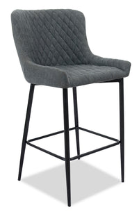 Tabouret 26 po Demi de hauteur comptoir en tissu d’apparence velours et en métal - gris