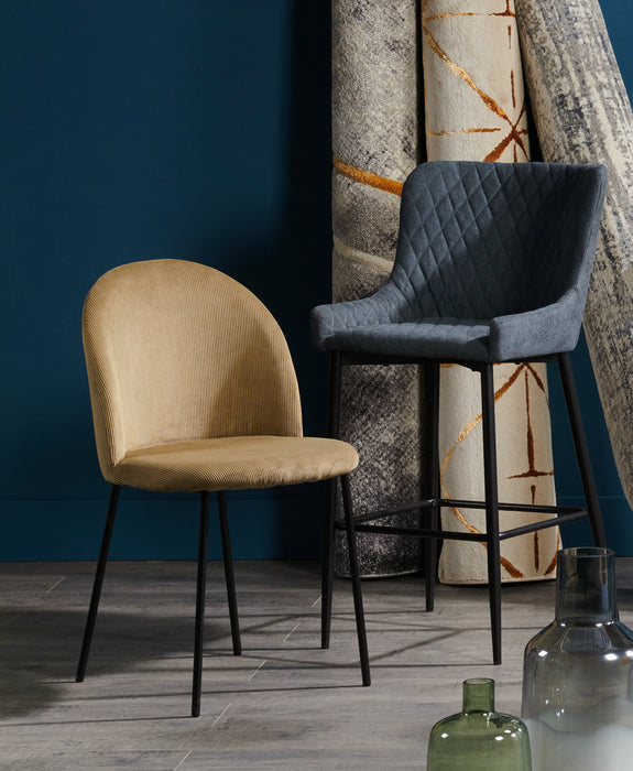 Tabouret 26 po Demi de hauteur comptoir en tissu d’apparence velours et en métal - gris