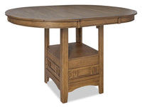 Table de salle à manger ronde Dena de 42 po à 60 po (L) de hauteur comptoir et avec rallonge - chêne brun