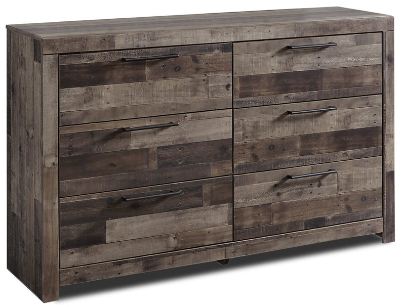Commode Derekson de 58,7 po (L) x 36,4 po (H) à 6 tiroirs pour la chambre à coucher - grise