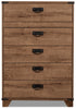 Driftwood 5-Drawer Chest - Rustic style Chest in Light Wood Engineered Wood and Laminate Veneers