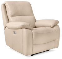 Fauteuil à inclinaison électrique Grove de 36 po en cuir véritable avec appuie-tête réglable - crème