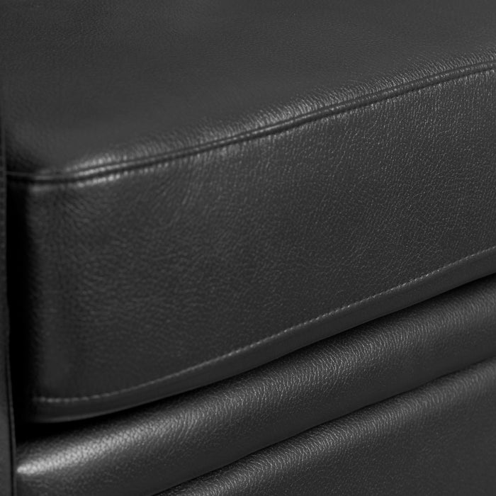 Causeuse Andi de 62 po en tissu d’apparence cuir avec capitonnage - noire