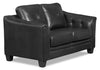 Andi Leather-Look Fabric Loveseat – Black - Glam style Loveseat in Black