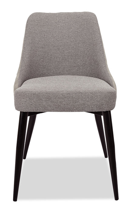Chaise de salle à manger Eden en tissu d’apparence lin et en métal - grise