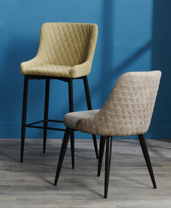 Chaise de salle à manger Eden en tissu d’apparence lin et en métal - grise