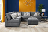Evolve Linen-Look Fabric Ottoman - Charcoal 