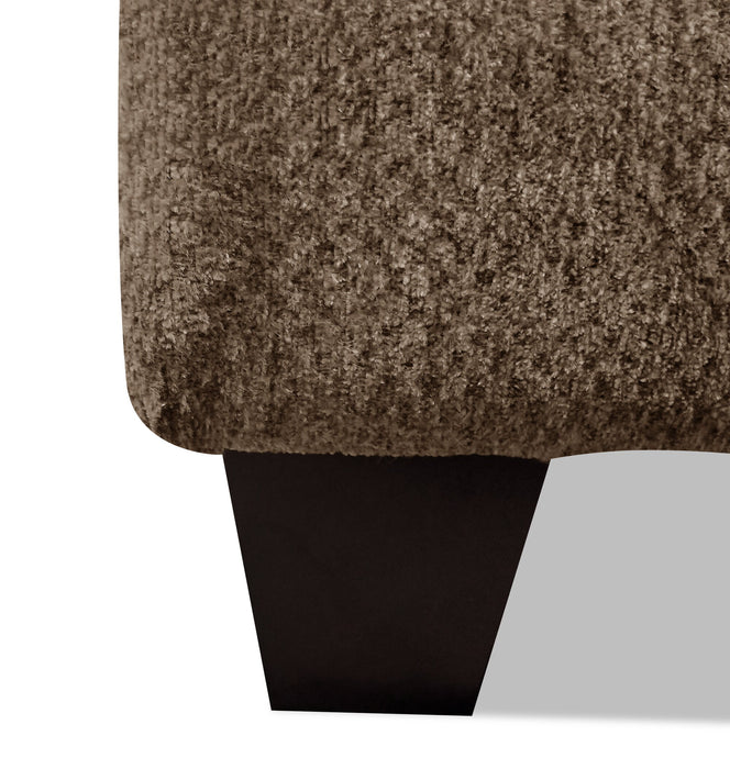Pouf de rangement Febe de 26 po fabriqué au Canada en tissu de chenille avec pattes en bois - brun