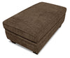 Pouf de rangement Febe de 26 po fabriqué au Canada en tissu de chenille avec pattes en bois - brun