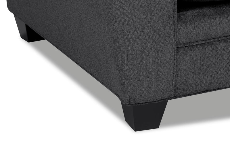 Causeuse Febe de 64 po de format condo fabriquée au Canada en tissu de chenille avec accoudoirs évasés - gris anthracite