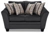 Causeuse Febe de 64 po de format condo fabriquée au Canada en tissu de chenille avec accoudoirs évasés - gris anthracite