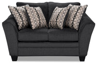 Causeuse Febe de 64 po de format condo fabriquée au Canada en tissu de chenille avec accoudoirs évasés - gris anthracite