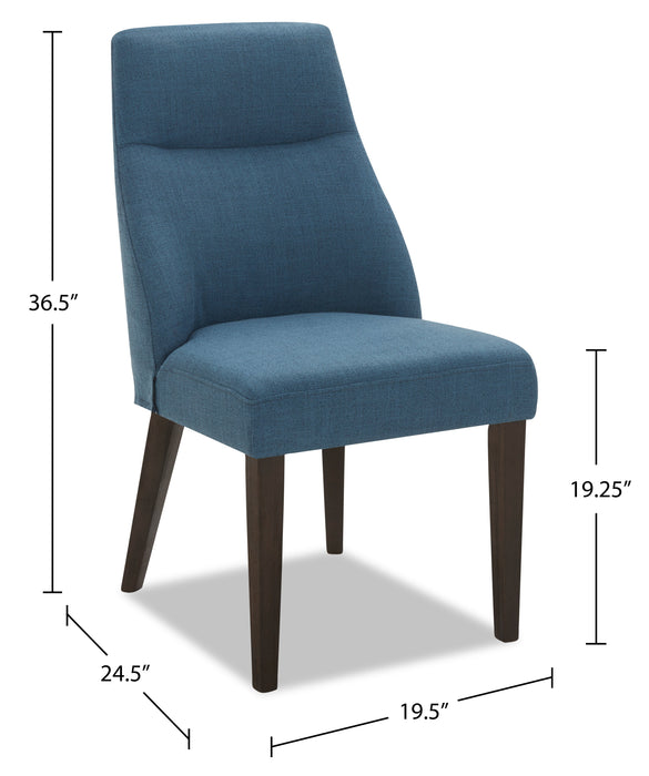 Chaise de salle à manger Gabi en tissu d’apparence lin - bleue