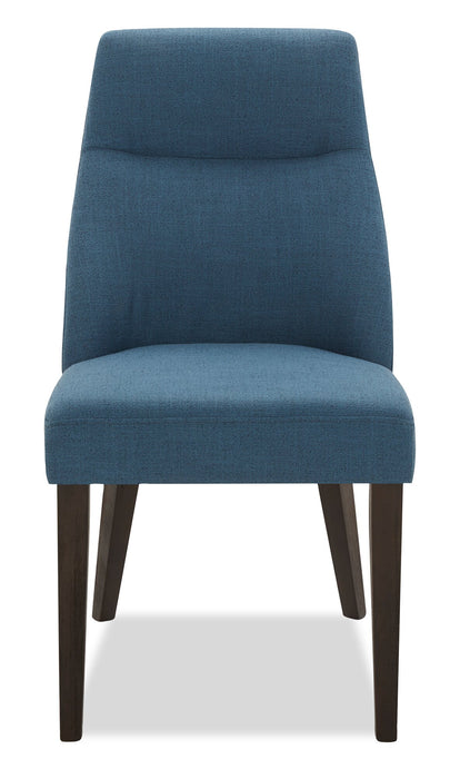 Chaise de salle à manger Gabi en tissu d’apparence lin - bleue
