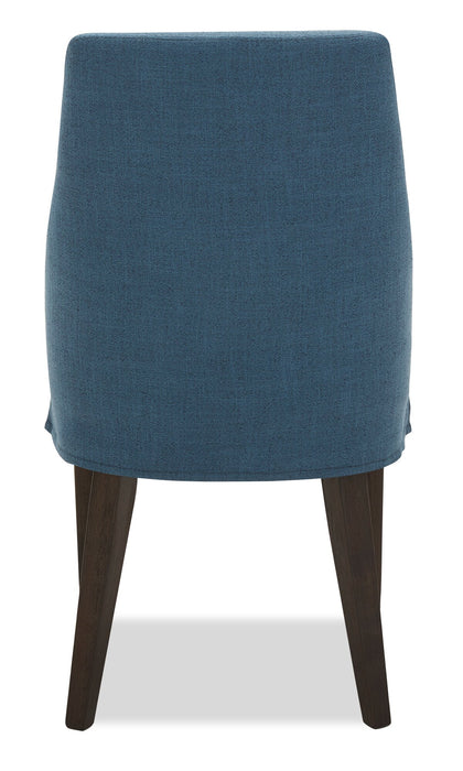 Chaise de salle à manger Gabi en tissu d’apparence lin - bleue