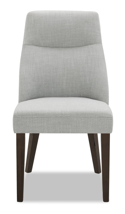 Chaise de salle à manger Gabi en tissu d’apparence lin - grise