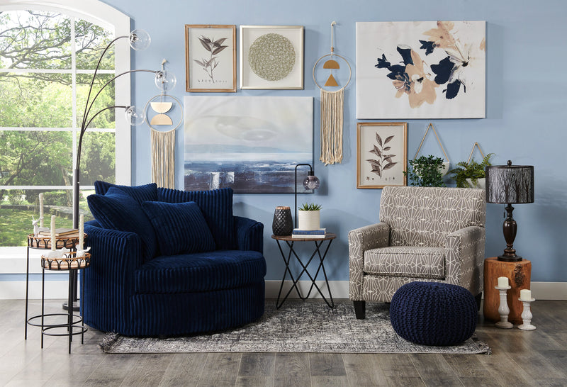 Fauteuil d’appoint Cuddler Grande de 48 po fabriqué au Canada en tissu de chenille - bleu Groove Midnight