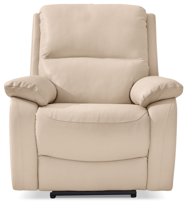 Fauteuil à inclinaison électrique Grove de 36 po en cuir véritable avec appuie-tête réglable - crème