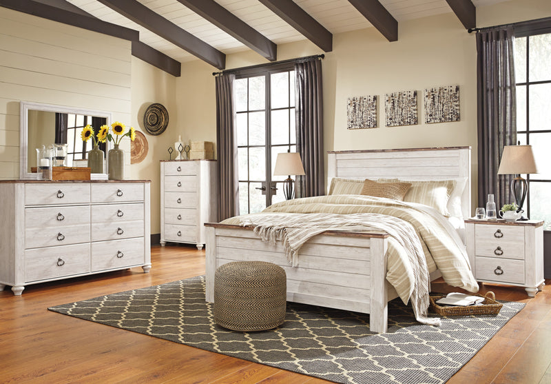 Commode verticale Willowton de 33,8 po (L) x 52,8 po (H) à 5 tiroirs pour la chambre à coucher - blanchie