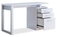Bureau réversible Oscar de 47 po à 3 tiroirs - blanc
