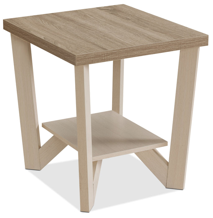 Ensemble 3 tables modernes Arika de 47,5 po (table à café et 2 tables de bout) avec tablette - ivoire 
