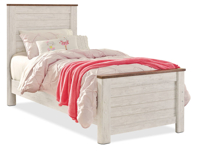 Tête de lit à panneau Willowton pour enfants, blanchie - format lit simple
