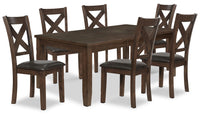 Ensemble de salle à manger Talia 7 pièces avec table, rallonge de 60 po à 78 po (L) et 6 chaises - brun