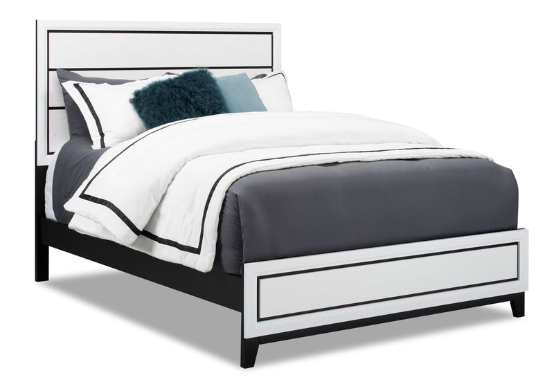 Ensemble de chambre à coucher Kate 6 pièces avec lit, commode, miroir et table de nuit, blanc - format grand lit