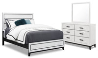Ensemble de chambre à coucher Kate 5 pièces avec lit, commode et miroir, blanc - format grand lit