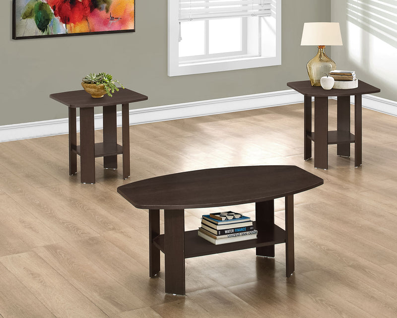 Ensemble 3 tables traditionnelles Rosario de 36 po (table à café et 2 tables de bout) avec tablette - espresso