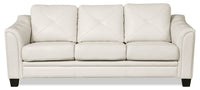 Sofa Andi de 84 po en tissu d’apparence cuir avec capitonnage - beige