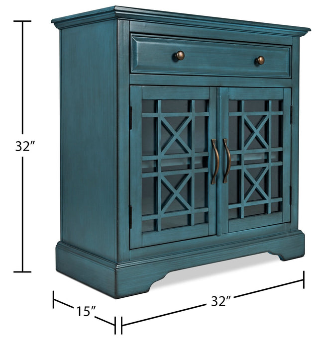Armoire décorative Marseille de 32 po avec tiroir - bleu antique