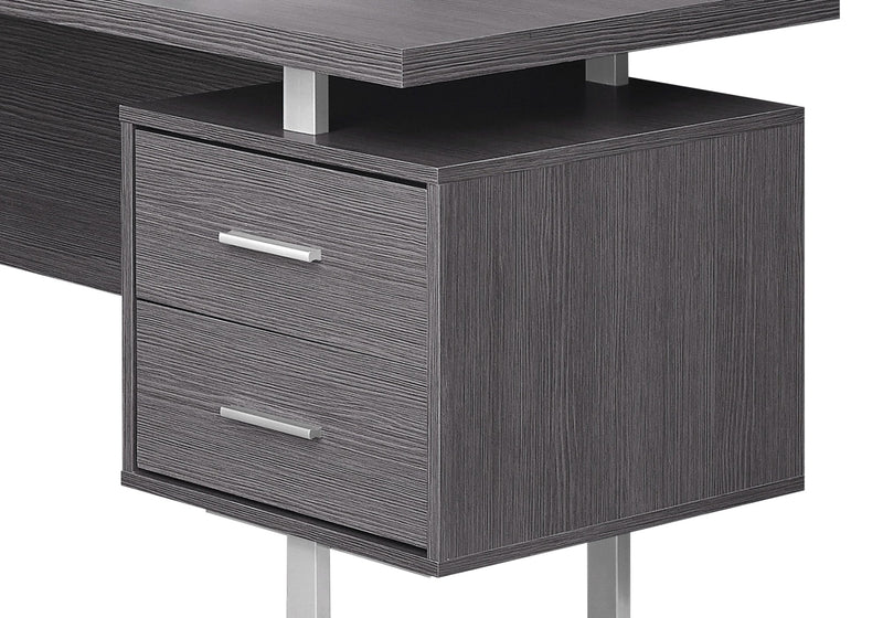 Bureau en coin en forme de L réversible Marnie de 71 po à 3 tiroirs - gris