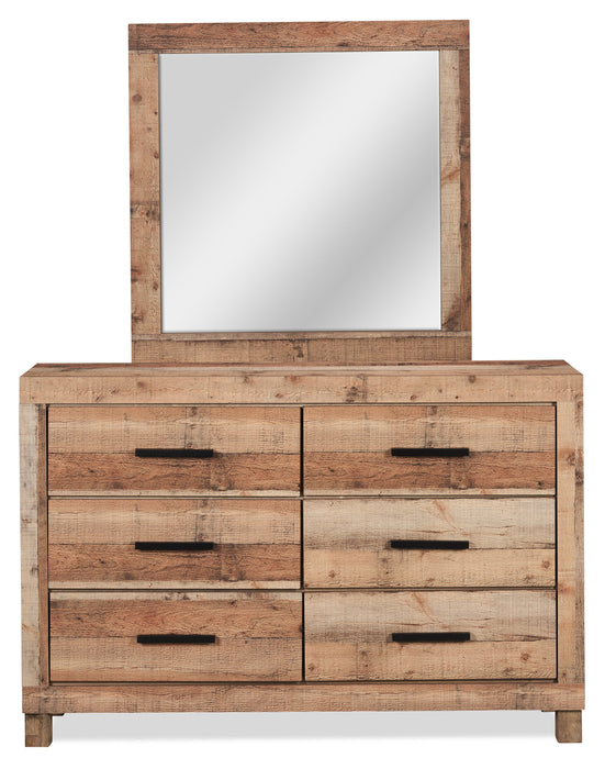 Miroir de commode de chambre à coucher rustique Mojave - brun naturel