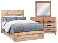  Ensemble de chambre à coucher Mojave 5 pièces rustique avec lit, commode et miroir, brun - format lit double