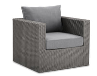 Fauteuil Morris pour la terrasse à l’extérieur, osier en résine tressé à la main, tissu en oléfine, résistant aux rayons UV et aux intempéries - gris