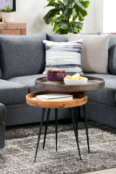 Table d'appoint ronde Nashik de 24 po - gris-brun