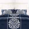 Ensemble d'édredon Navy Damask 3 pièces pour très grand lit