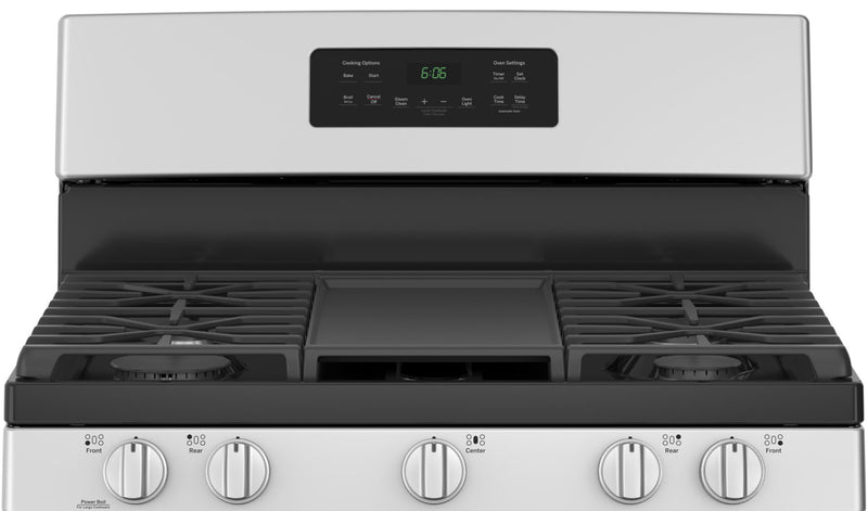 Cuisinière à gaz GE de 5 pi³ avec nettoyage à la vapeur et 5 brûleurs - acier inoxydable - JCGBS66SEKSS