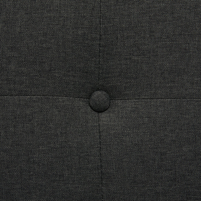 Lit rembourré Page en tissu d’apparence lin anthracite avec capitonnage à boutons - format lit double