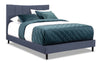 Lit plateforme rembourré Paseo en tissu bleu marine - format grand lit